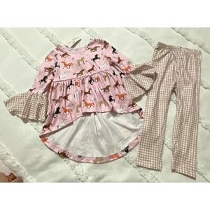 Pete and Lucy I Love Horses Girl Pant Set Size 2T Kids Boutique Outfit